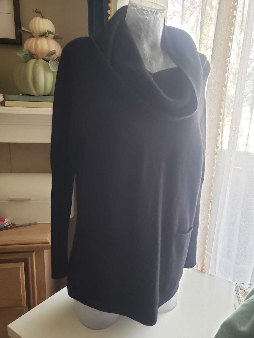Pure 100% Cashmere Black Cowl Neck Women's Sweater